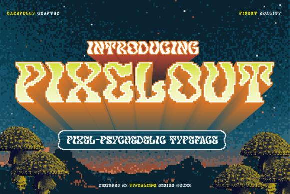 Pixelout: A Bold Psychedelic Pixel Display Font
